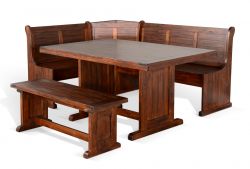 Mahogany Wood Vineyard Corner Dining Nook With Storage in Vintage Mocha Finish