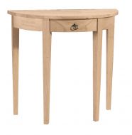 Solid Parawood Wood Half Round Table Unfinished