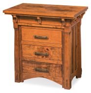 Amish Crafted Solid Character Cherry Wood MaRyan 3 Drawer Nightstand in Amber Glow Finish